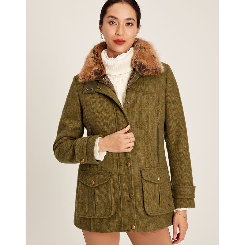 Joules Fieldcoat Luxe Tweed Jacket With Removable Gilet - Green Tweed-1